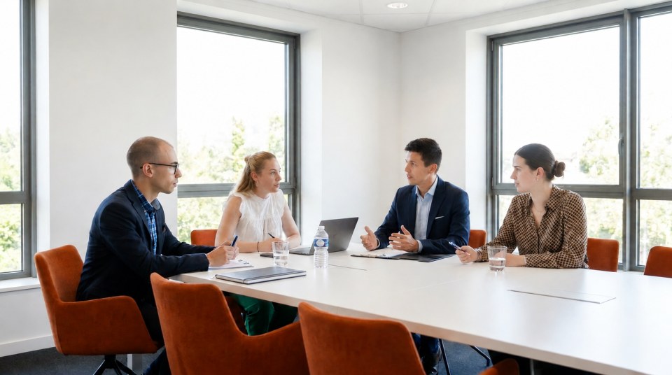 Réunion de conseil en IA menée par Neventia en Bretagne